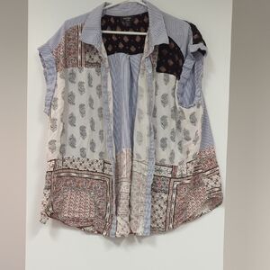 Lord & Taylor Multicolor Patchwork Blouse